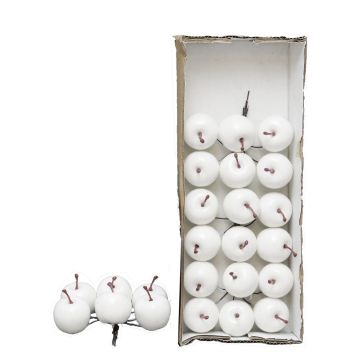 Pommes artificielles YANWEN, 24 pièces, blanc brillant, Ø3,5cm