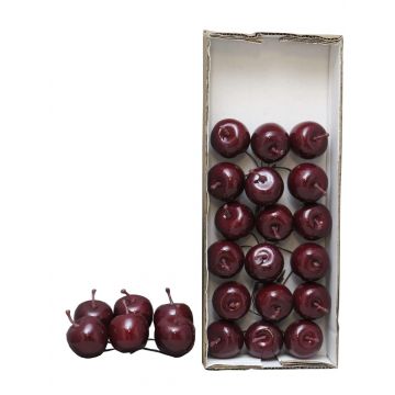 Pommes artificielles YANWEN, 24 pièces, rouge bourgogne brillant, Ø3,5cm