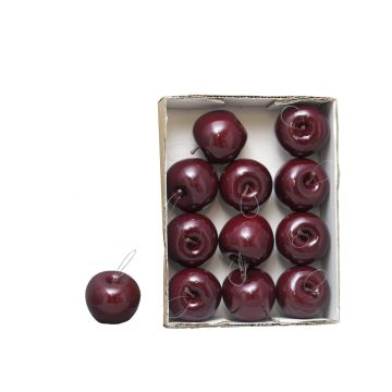 Pommes artificielles WENHENG, 12 pièces, rouge bourgogne brillant, Ø6,5cm