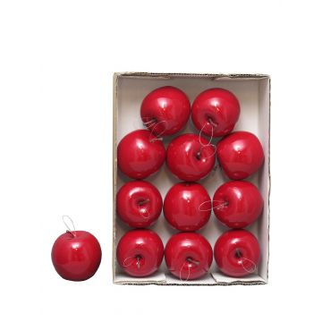 Pommes artificielles WENHENG, 12 pièces, rouge brillant, Ø8cm