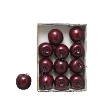 Pommes artificielles WENHENG, 12 pièces, rouge bourgogne brillant, Ø8cm