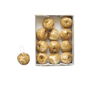 Pommes artificielles RUOMAN, 12 pièces, brun-blanc, Ø6,5cm