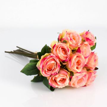 Bouquet de roses en soie MOLLY, rose-jaune, 35cm, Ø20cm