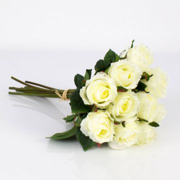 Bouquet de roses en soie MOLLY, blanc, 35cm, Ø20cm
