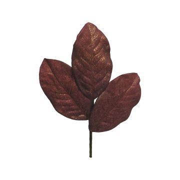Branche artificielle Magnolia JUNWEI, paillettes, rouge-or, 30cm