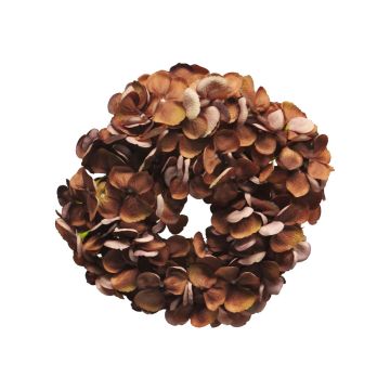 Couronne d'hortensias en tissu YANEN, brun, Ø25cm