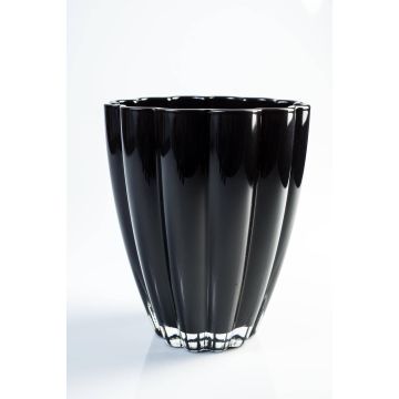 Vase à fleurs en verre BEA, noir, 17cm, Ø14cm