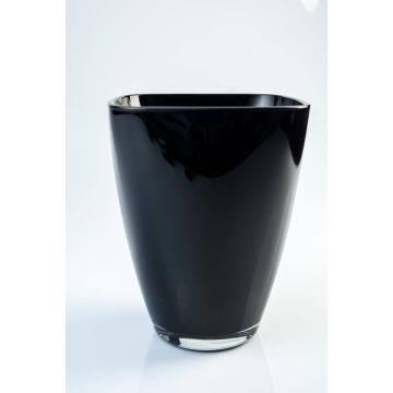 Vase à fleurs noir YULE, carré, en verre, 17x13x13cm