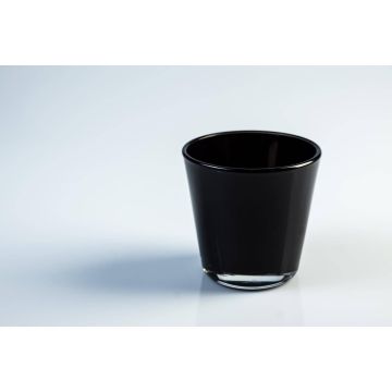 Bougeoir ALEX AIR en verre pour bougie chauffe-plat, noir, 7,5cm, Ø7,5cm