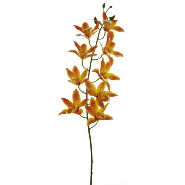 Tige d'orchidée Cymbidium artificielle YAMEI, orange-jaune, 80cm