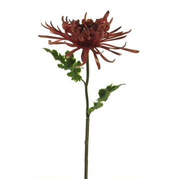 Fleur décorative chrysanthème YASULI, rouge bourgogne, 70cm