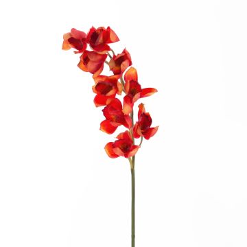 Tige d'orchidée Cymbidium artificielle OKSANA, rouge-orange, 80cm, Ø6,5cm