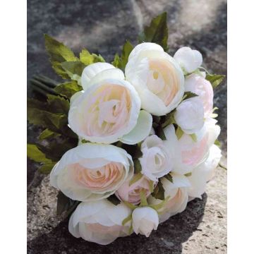 Bouquet de renoncules en tissu TONIE, blanc-rose, 20cm, Ø20cm