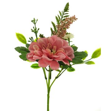 Bouquet de Gerberas artificiels ANFAN avec fougère, sur piquet, fuchsia-crème, 25cm