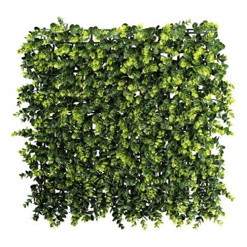 Tapis / haie artificielle d'eucalyptus PADME, difficilement inflammable, vert, 50x50cm