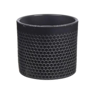 Pot à plantes en céramique CINZIA, motif à pois, anthracite, 17,5cm, Ø19cm