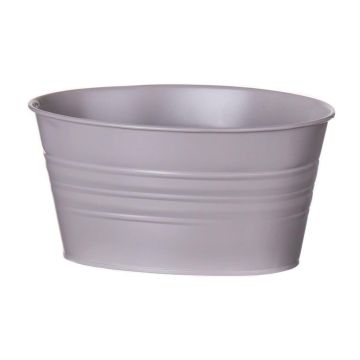 Pot à plantes ovale MICOLATO avec rainures, zinc, taupe, 19x13,5x10cm