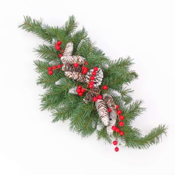 Déco de porte de sapin artificielle MARLIES, enneigé, 70cm