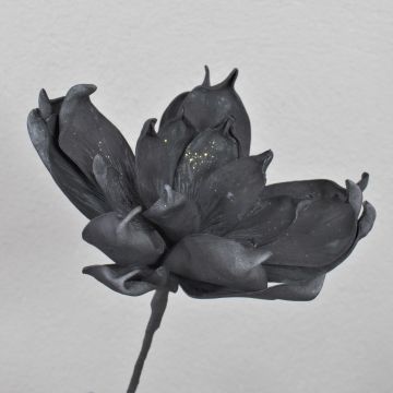 Magnolia en mousse synthétique AMILIE, paillettes, noir, 30cm, Ø26cm
