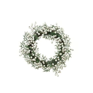 Couronne décorative de sorbier des oiseleurs et de cèdre NURIT, blanc-vert, Ø30cm