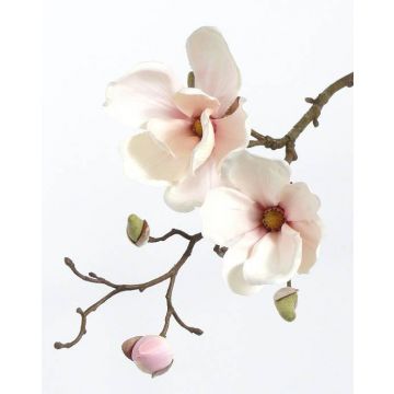Magnolia en soie MALBINE, blanc-rose, 50cm, Ø6-10cm