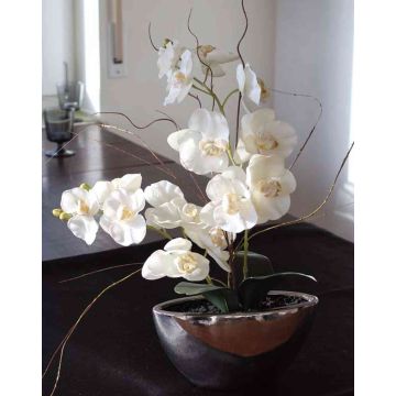 Orchidée Phalaenopsis synthétique ANALIE, pot en céramique, blanc, 50cm