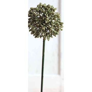 Allium artificiel HELLA, scintillant, vert-or, 45cm