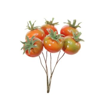 Légumes artificiels Tomate cerise THIENO, 6 pièces, rouge-vert, 12cm