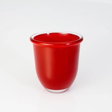 Cache-pot en verre FYNN, rouge, 15cm, Ø13,5cm