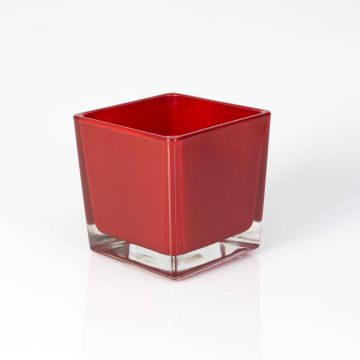 Verre à bougie KIM EARTH, rouge, 10x10x10cm