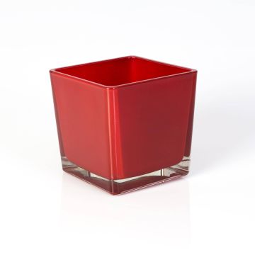 Pot de fleurs en verre KIM EARTH, rouge, 12x12x12cm
