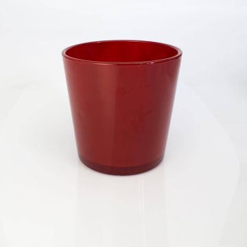 Pot à plantes en verre ALENA, rouge, 19cm, Ø18,5cm