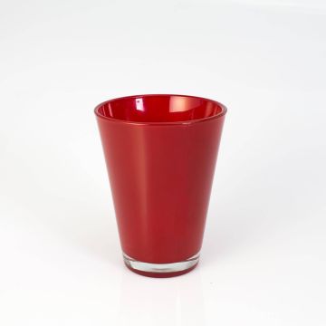Vase décoratif ANNA EARTH, forme conique, verre, rouge, 15cm, Ø11cm