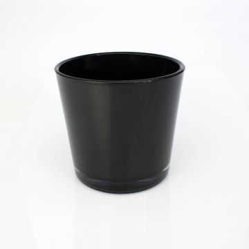 Pot de fleurs ALENA en verre, noir, 16cm, Ø17cm