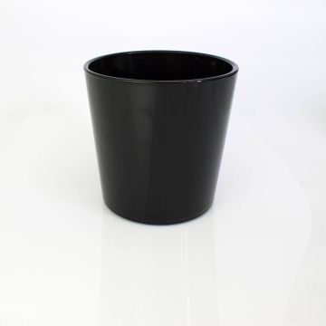 Pot à plantes en verre ALENA, noir, 19cm, Ø18,5cm
