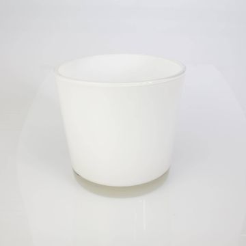 Pot de fleurs ALENA en verre, blanc, 16cm, Ø17cm