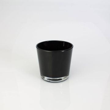 Pot à plantes en verre ALENA, noir, 10,5cm, Ø11,5cm