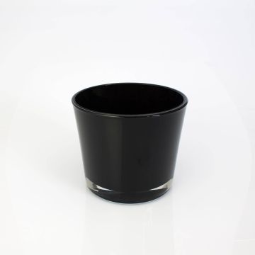 Pot à plantes en verre ALENA, noir, 12,5cm, Ø14,5cm