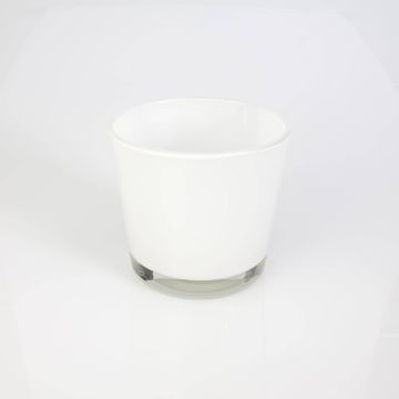 Pot à plantes en verre ALENA, blanc, 10,5cm, Ø11,5cm
