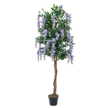 Glycine synthétique LESLIE, vrais troncs, fleurs, lilas, 150cm