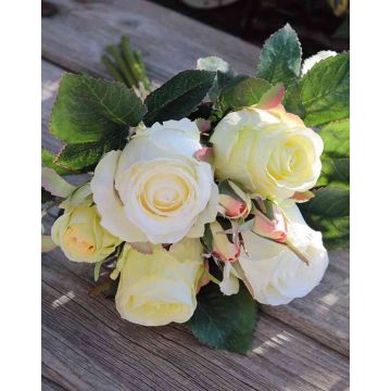 Bouquet de roses artificielles MOLLY, crème-vert, 30cm, Ø15cm