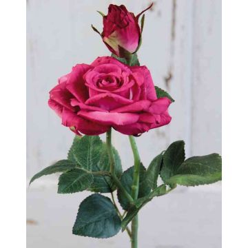 Rose artificielle SINJE, fuchsia, 35cm, Ø9cm