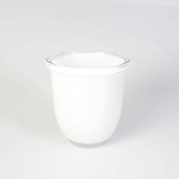 Cache-pot en verre FYNN, blanc, 15cm, Ø13,5cm