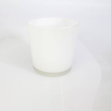 Pot à plantes en verre ALENA, blanc, 19cm, Ø18,5cm