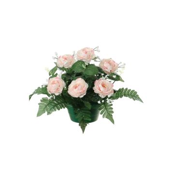 Arrangement de rose-chou et de gypsophile artificiel VLADIS, pot décoratif, rose-crème, 25cm, Ø23cm
