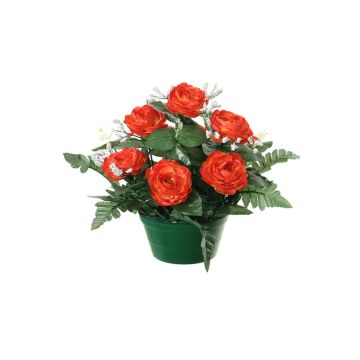 Arrangement de rose-chou et de gypsophile artificiel VLADIS, pot décoratif, orange-crème, 25cm, Ø23cm