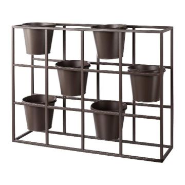 Séparation de pièce en métal pour des plantes UTOPIA avec 6 pots à plantes, brun, 65x17x52cm