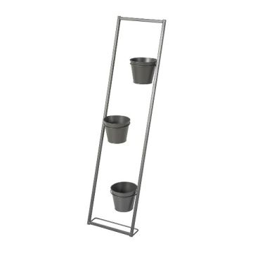 Étagère échelle à fleurs en métal UTOPIA avec 3 pots à plantes, gris, 25x13x100cm