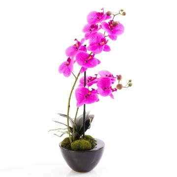 Orchidée en plastique MELINA, pot en céramique, rose fuchsia, 45cm, Ø8cm
