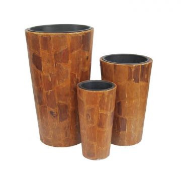 Lot de cache-pots BAKARI, marron, 74cm, 54cm, 44cm